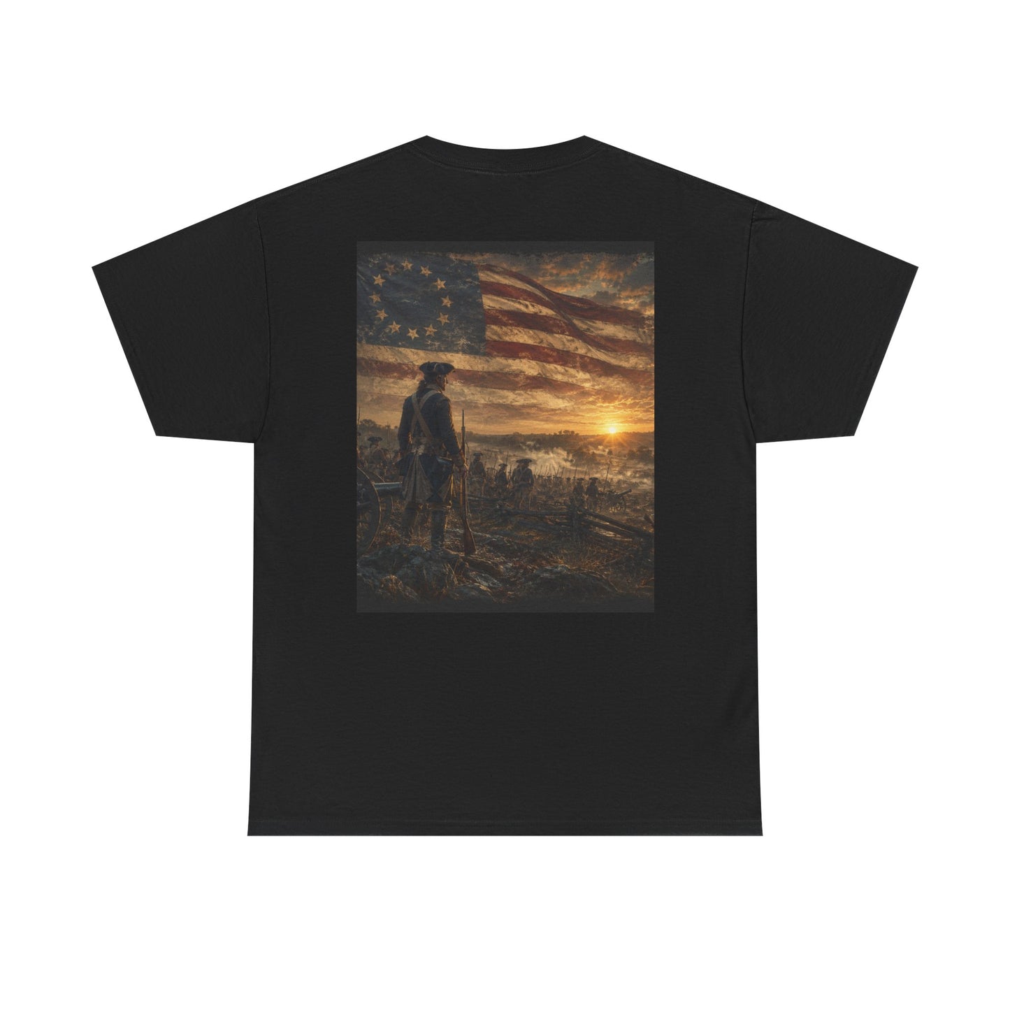 Patriotic Revolutionary War Flag T-Shirt — Vintage American Soldier Graphic Tee
