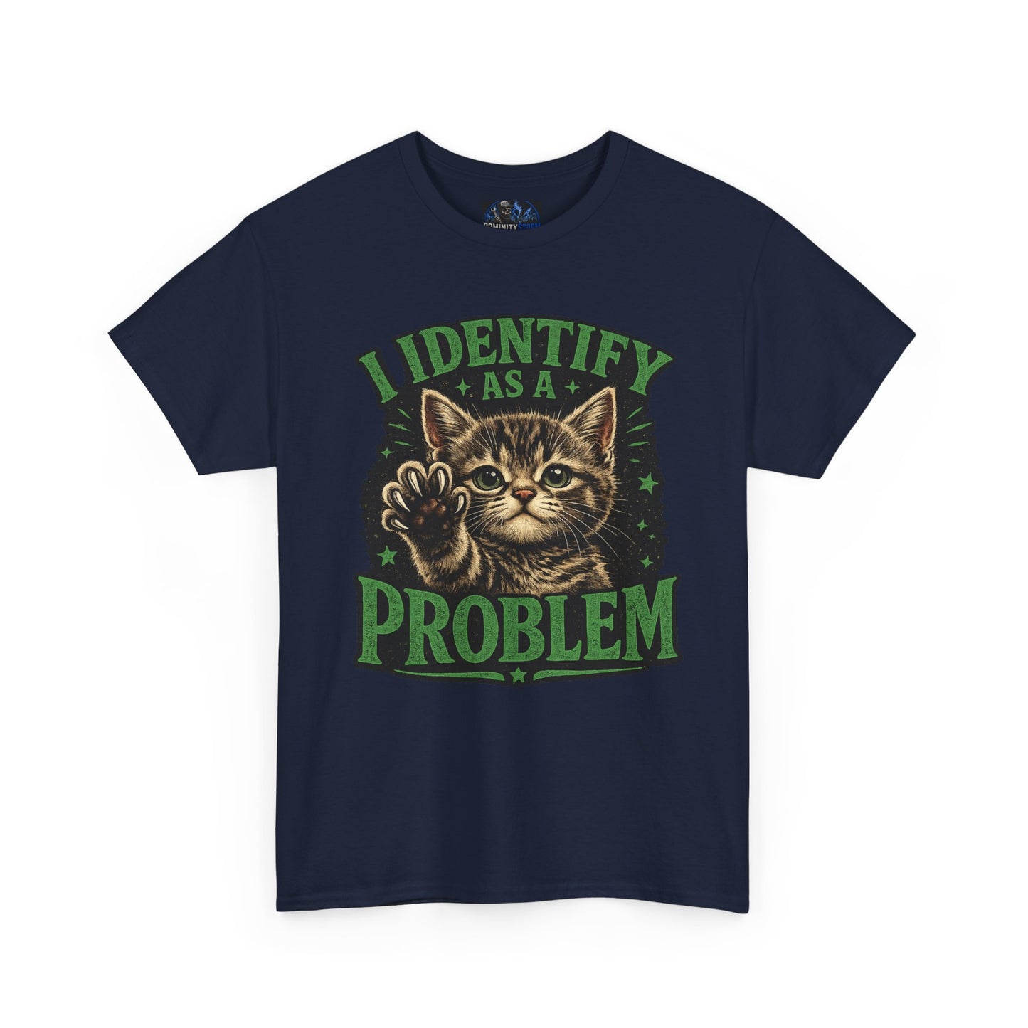 Cat 'I Identify As A Problem' Graphic Tee — Funny Vintage Kitten T-Shirt