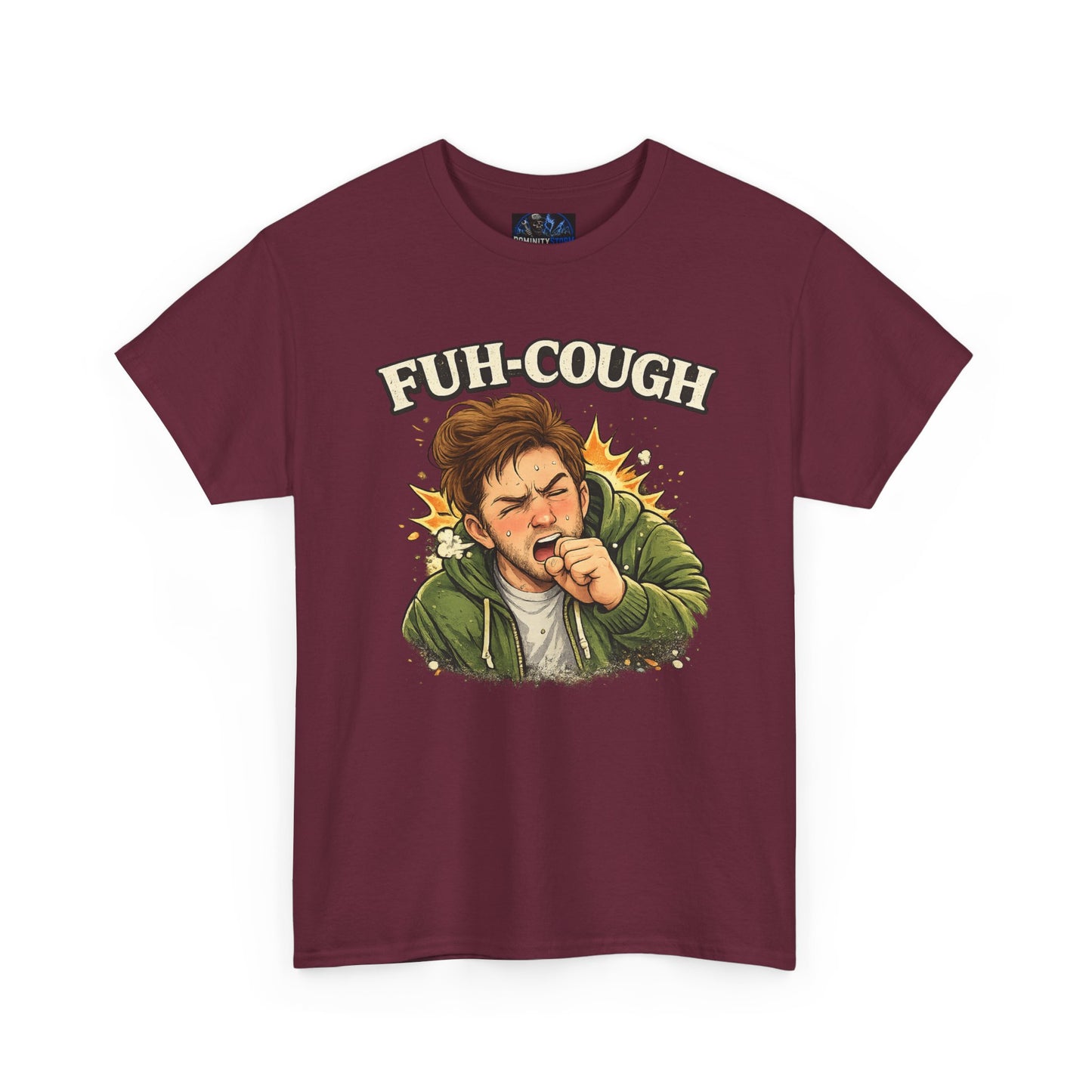 Funny 'Fuh-Cough' Graphic Tee - Coughing Character Short Sleeve Shirt