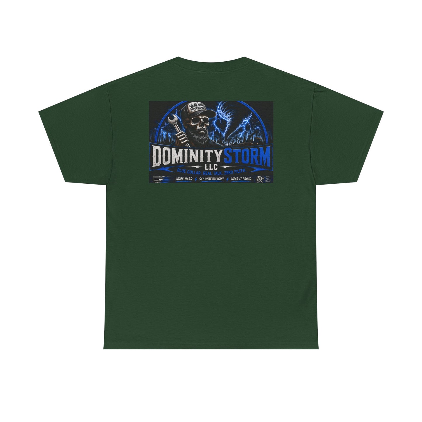 Dominity Storm LLC Graphic Tee — Lightning Skull Band Shirt
