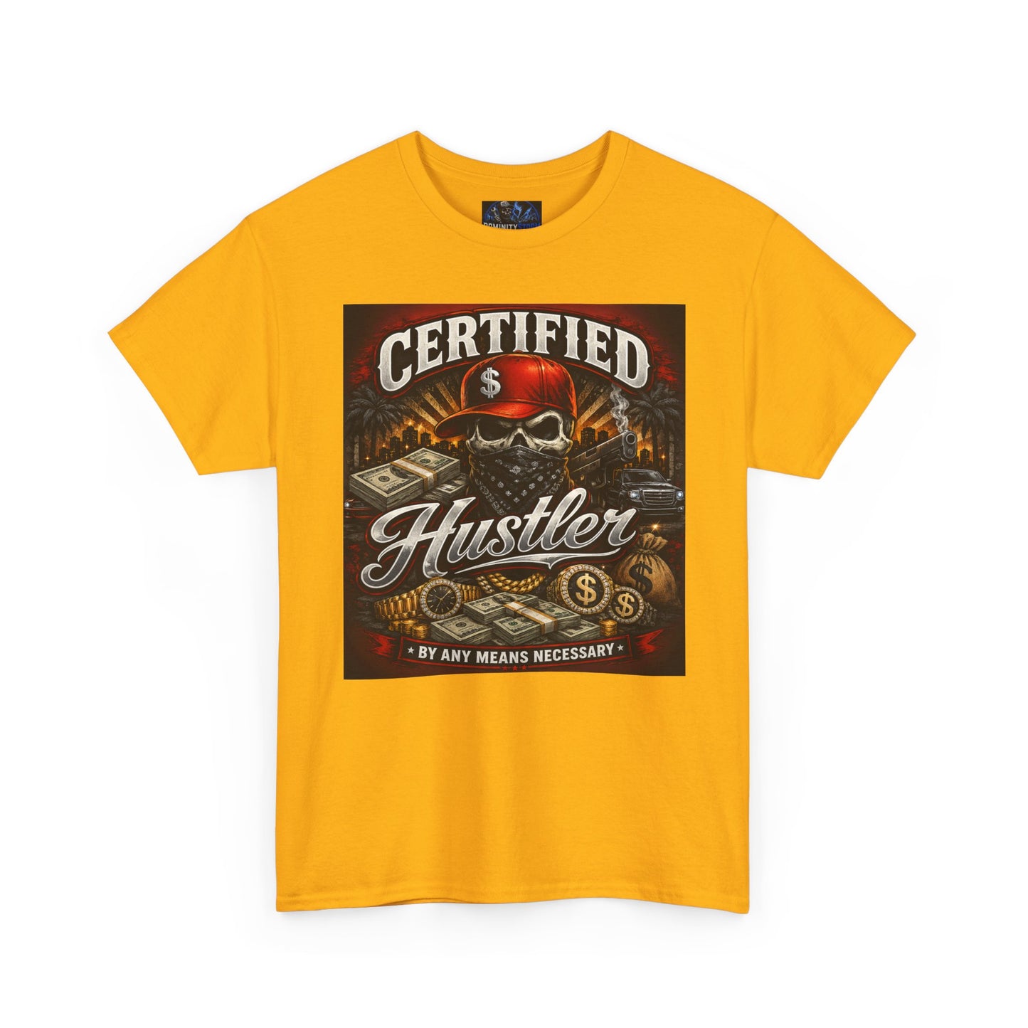 Certified Hustler Graphic Tee — Vintage Skull & Money Streetwear T-Shirt