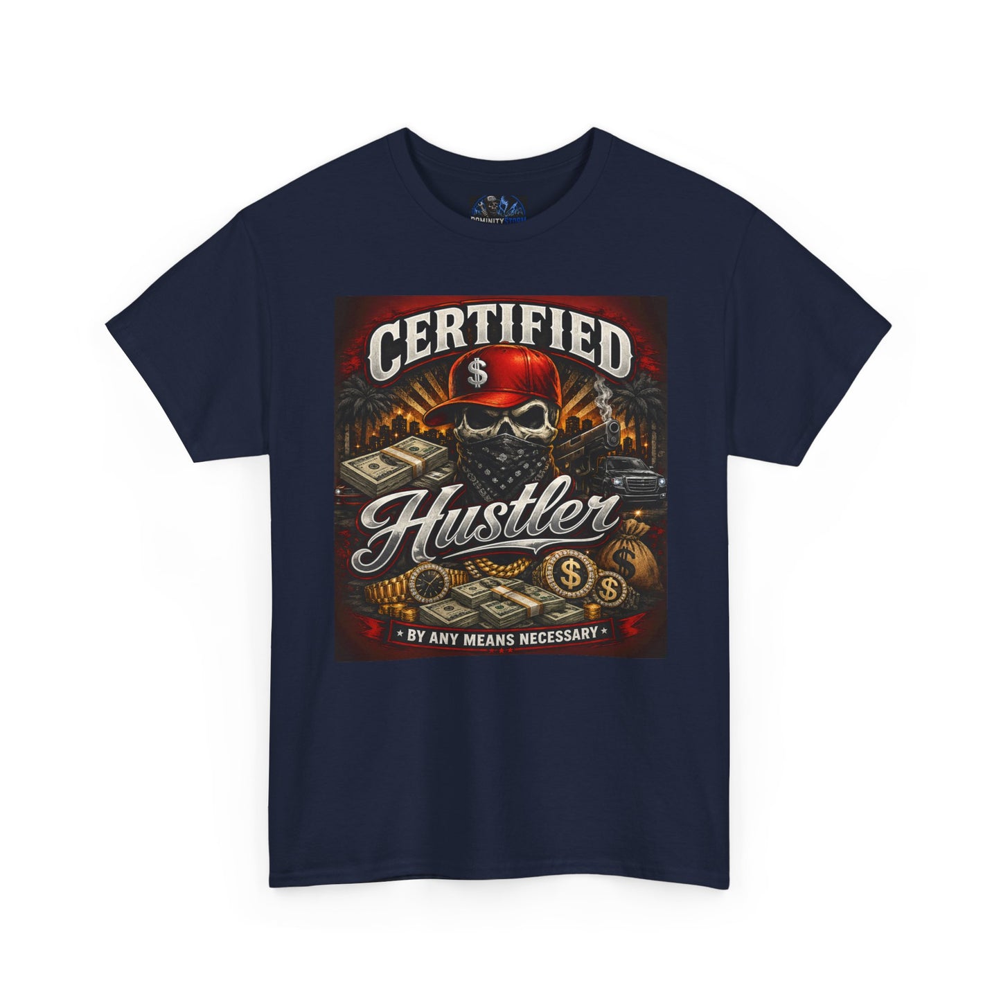 Certified Hustler Graphic Tee — Vintage Skull & Money Streetwear T-Shirt
