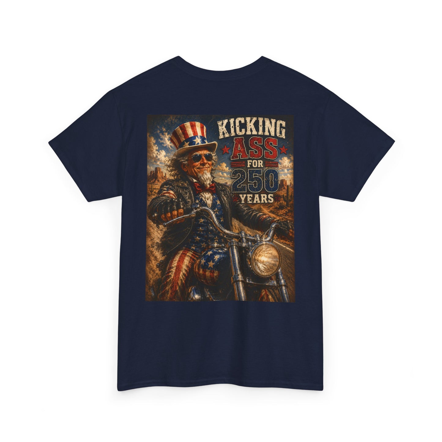 Biker Uncle Sam 'Kicking Ass for 50 Years' Graphic Tee