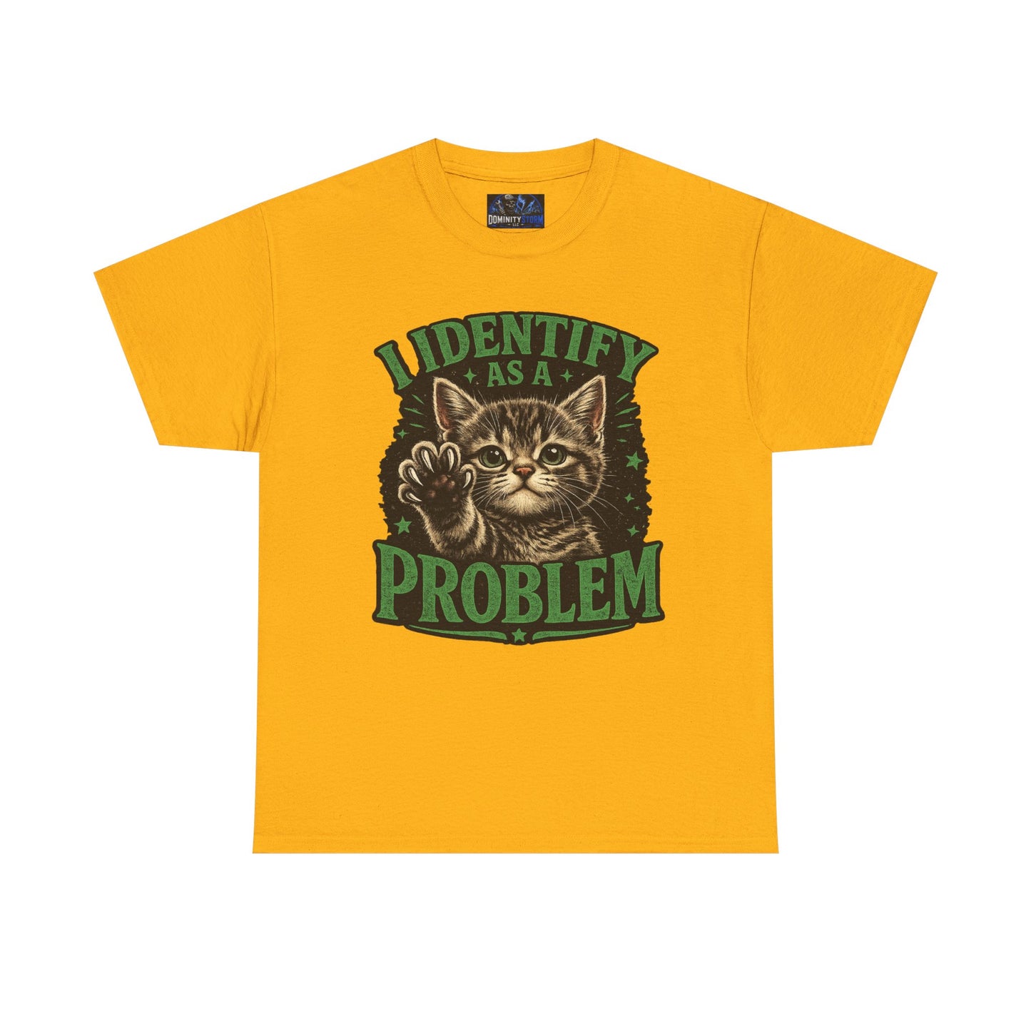 Cat 'I Identify As A Problem' Graphic Tee — Funny Vintage Kitten T-Shirt