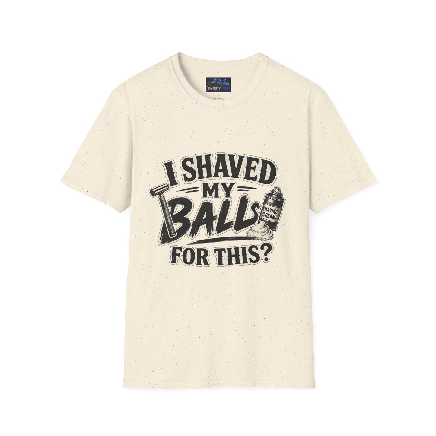 I Shaved My Balls T-Shirt — Funny Gag Tee with Retro Shaving Design