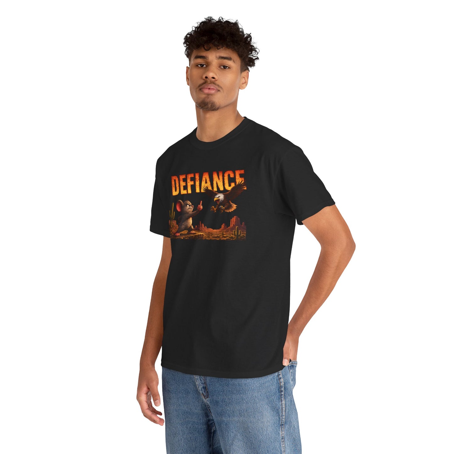 Defiance Desert Tee — Western Eagle & Cowboy Graphic T-Shirt