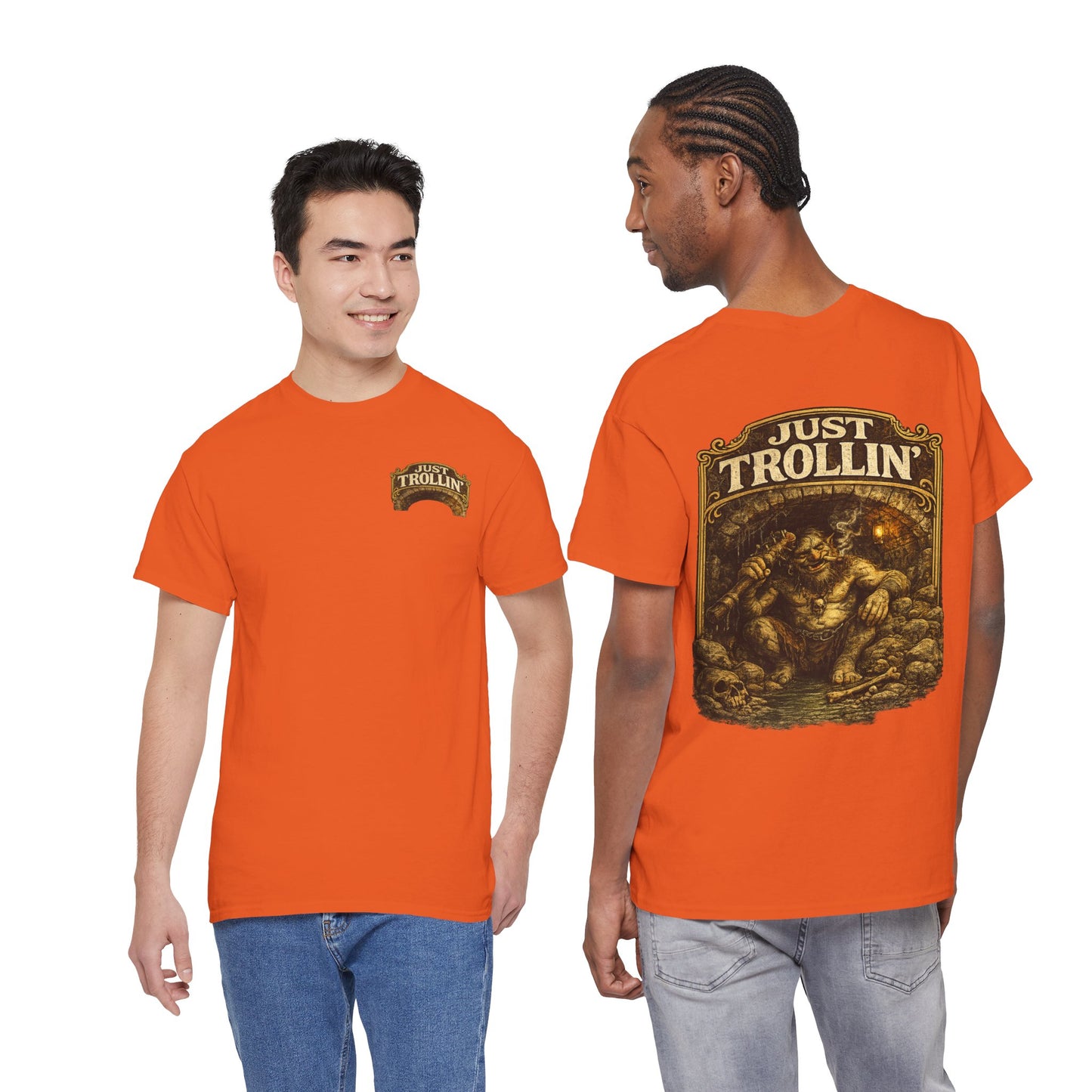 T-Shirt — "Just Trollin'" Vintage Fantasy Troll Graphic Tee