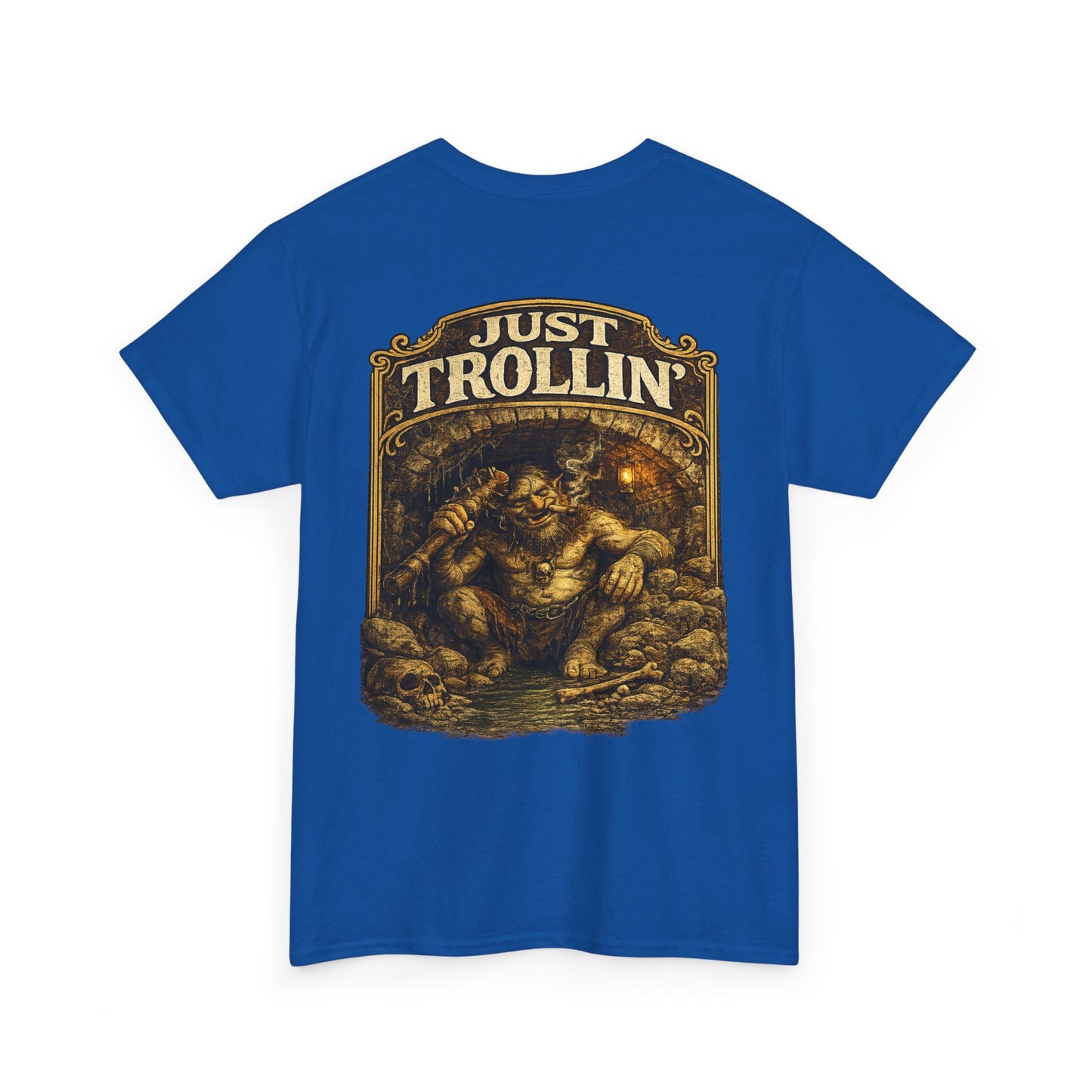 T-Shirt — "Just Trollin'" Vintage Fantasy Troll Graphic Tee