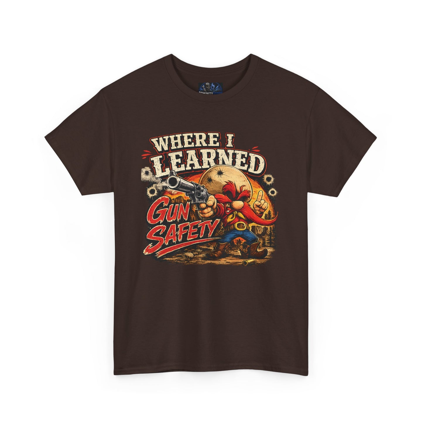 Where I Learned Gun Safety T-Shirt — Retro Cartoon Firearm Safety Tee