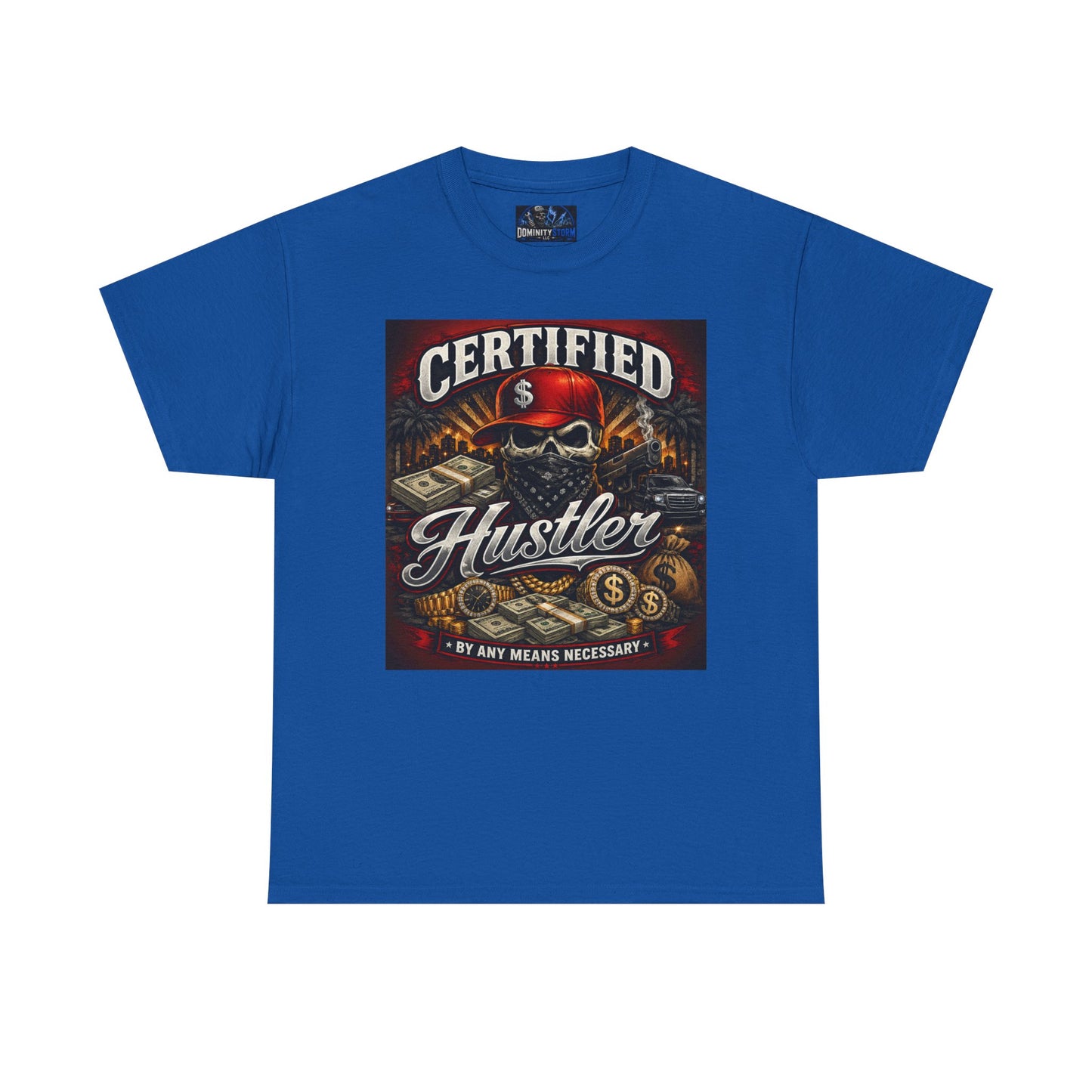 Certified Hustler Graphic Tee — Vintage Skull & Money Streetwear T-Shirt
