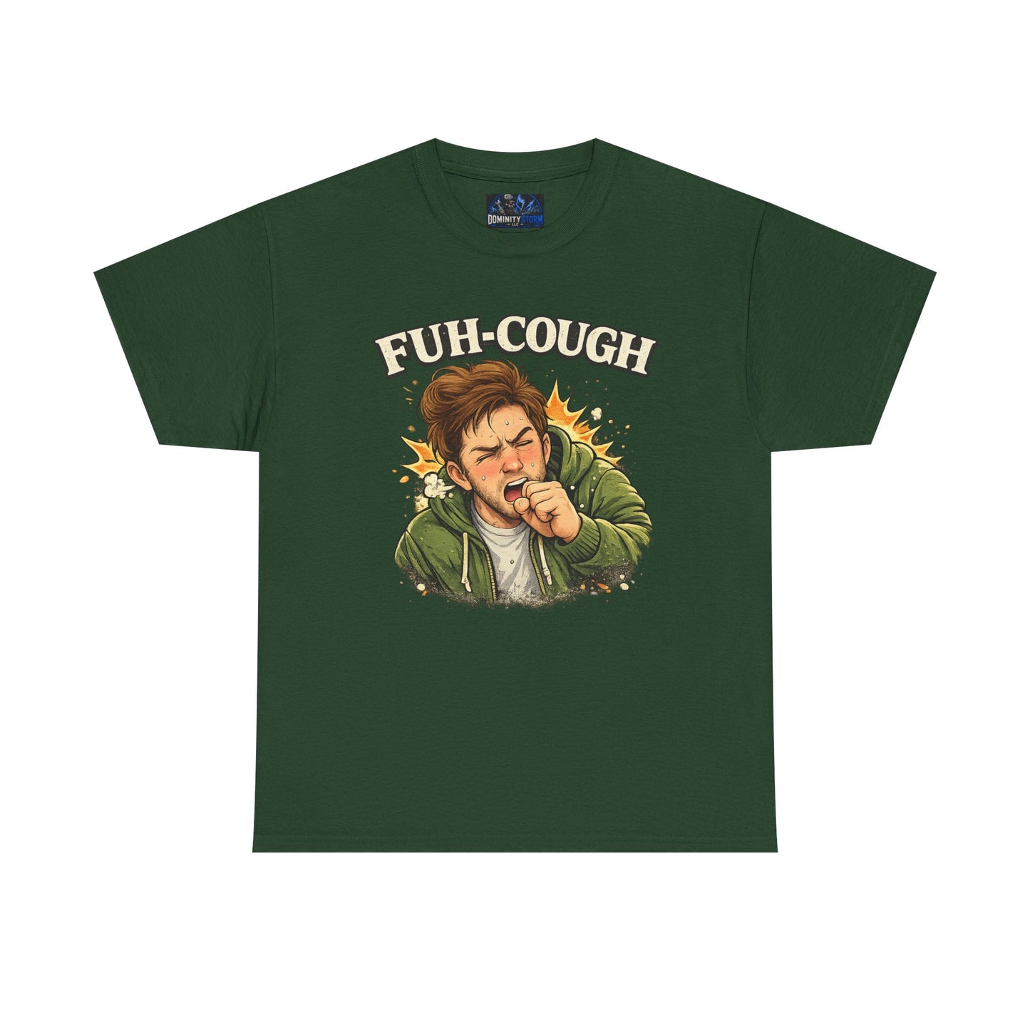 Funny 'Fuh-Cough' Graphic Tee - Coughing Character Short Sleeve Shirt