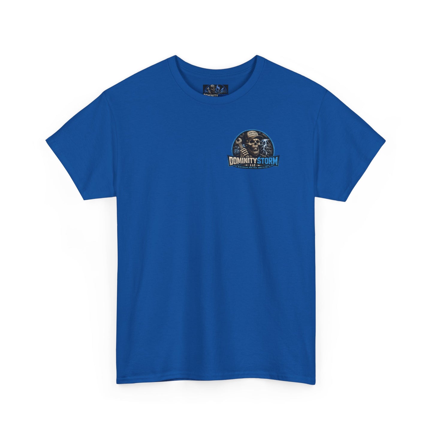 Dominity Storm LLC Graphic Tee — Lightning Skull Band Shirt